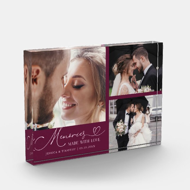 Bloque Para Fotos Memories Made with Love Cranberry Wedding (Izquierda)