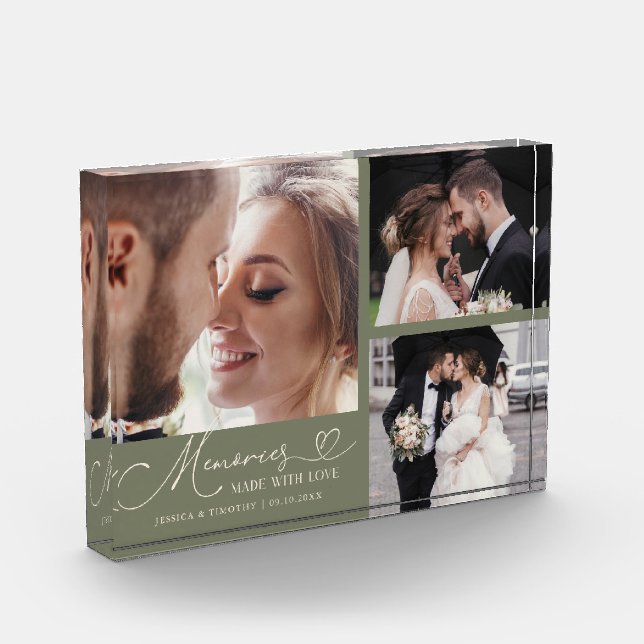 Bloque Para Fotos Memories Made with Love Sage Green Wedding (Izquierda)