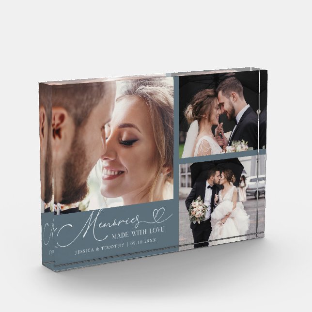 Bloque Para Fotos Memories Made with Love Slate Blue Wedding (Izquierda)