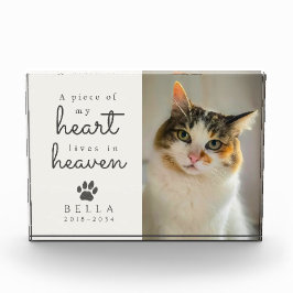 Bloque Para Fotos Mi corazón vive en el cielo Gato crema Memorial