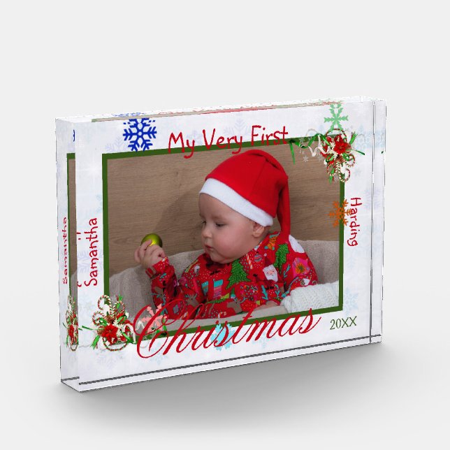 Bloque Para Fotos Mi primer bebé de Navidad personalizado (Izquierda)
