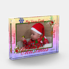 Bloque Para Fotos Mi primer Navidad bebé personalizado