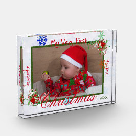 Bloque Para Fotos Mi primer niño de Navidad personalizado