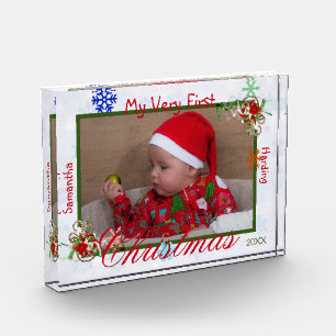 Bloque Para Fotos Mi primer niño de Navidad personalizado