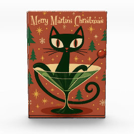 Bloque Para Fotos Mid Century Black Cat Merry Martini Christmas