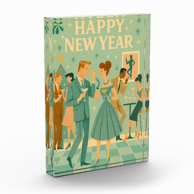 Bloque Para Fotos Mid Century Happy New Year The Martini Dance (Izquierda)