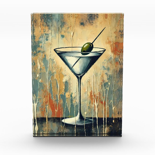 Bloque Para Fotos Mid Century Mixed Media Martini Art (Anverso)