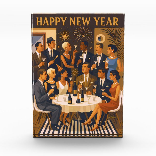 Bloque Para Fotos Mid Century Modern Martini Intellectuals New Year (Anverso)