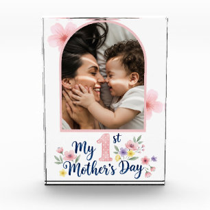 Bloque Para Fotos Minimalista Floral Rosa Personalizado 1er Día de l