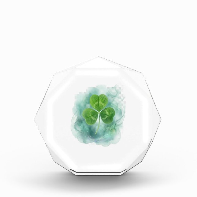 Bloque Para Fotos Misty Watercolor Clover Floating Acrylic Block (Anverso)
