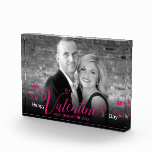 Bloque Para Fotos Moda Guión rosa Corazones Black White Photo Modern