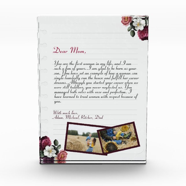 Bloque Para Fotos Moda simple carta de amor personalizada manuscrita (Anverso)