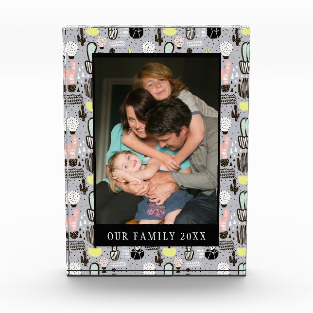 Bloque Para Fotos Modelo texturizado dibujado mano del cactus (Anverso)