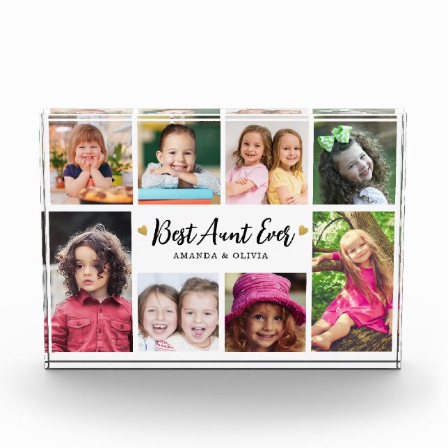 Bloque Para Fotos Modern Best Aunt Ever 8 Picture Collage Keepsake (Anverso)
