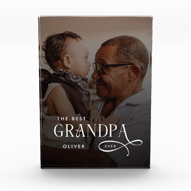 Bloque Para Fotos Modern Best GrandPa Ever Photo Personalized Gifts (Anverso)