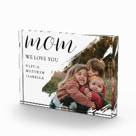 Bloque Para Fotos Modern Brushstroke Black Script We Love You Mom