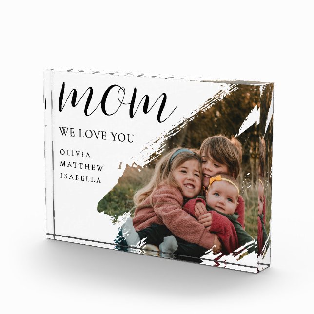 Bloque Para Fotos Modern Brushstroke Black Script We Love You Mom (Derecha)