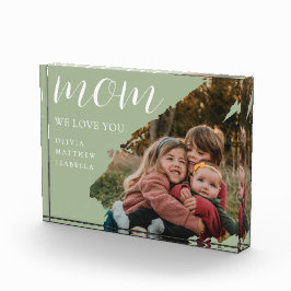 Bloque Para Fotos Modern Brushstroke Sage Green We Love You Mom