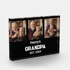 Bloque Para Fotos Modern Grandpa Est. Name Year Photo Acrylic Block