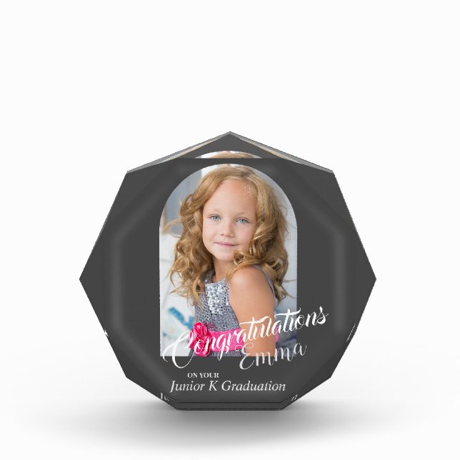 Bloque Para Fotos Modern Grey Felicitaciones JK Grad Invitación (Anverso)