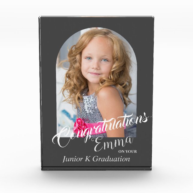 Bloque Para Fotos Modern Grey Felicitaciones JK Grad Invitación (Anverso)