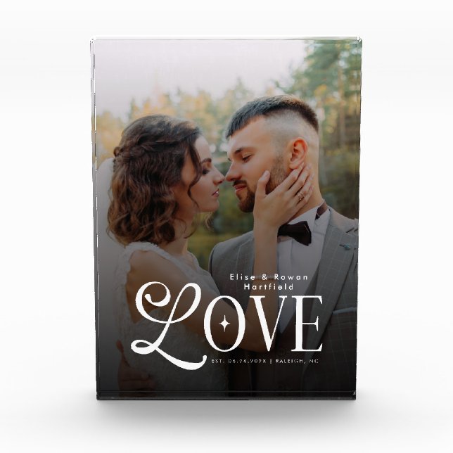Bloque Para Fotos Modern Love Custom Wedding Photo Couples Monogram (Anverso)