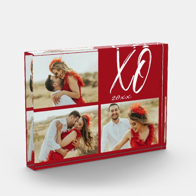 Bloque Para Fotos Modern Script XO Year Photo Acrylic Block (Izquierda)