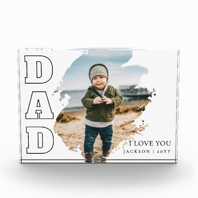 Bloque Para Fotos Modern White Cool Brushstroke  I Love You Dad (Anverso)