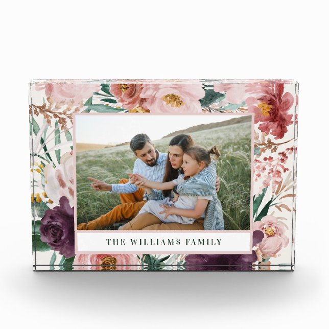 Bloque Para Fotos Moderna acuarela floral elegante familia (Anverso)