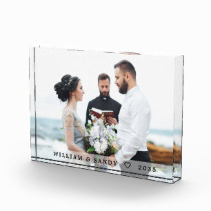 Bloque Para Fotos Moderna pareja Boda overlay & Names Photo Block