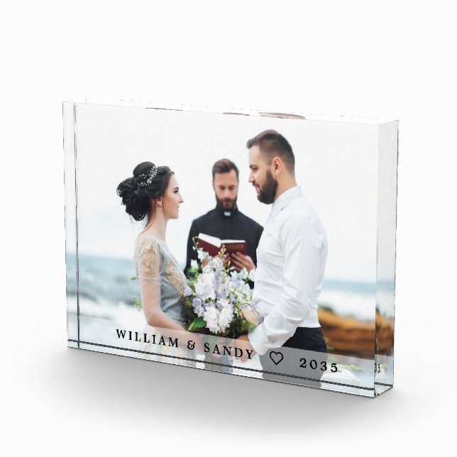 Bloque Para Fotos Moderna pareja Boda overlay & Names Photo Block (Derecha)