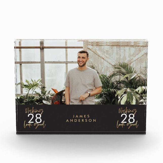 Bloque Para Fotos Moderno guión elegante y sencillo de cumpleaños (Anverso)