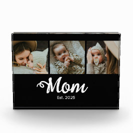 Bloque Para Fotos Mom Established Modern Script Black 3 Photo Block