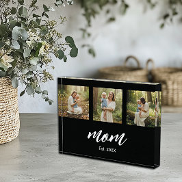 Bloque Para Fotos Mom Established Script 3 Photo Acrylic Block