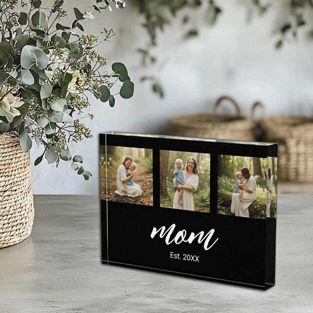 Bloque Para Fotos Mom Established Script 3 Photo Acrylic Block (Subido por el creador)