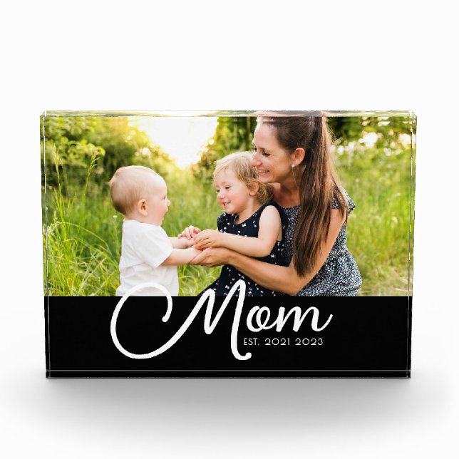 Bloque Para Fotos Mom Established Script Black Photo  (Anverso)