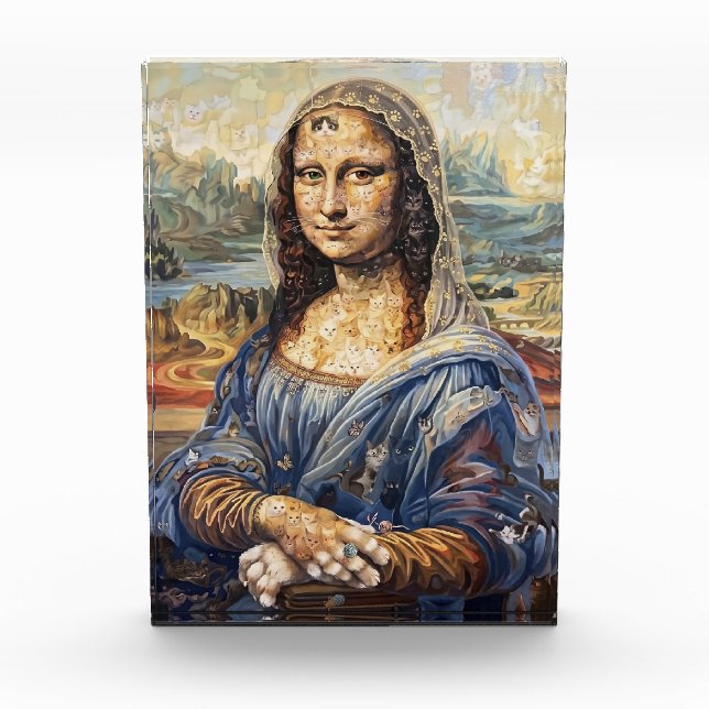 Bloque Para Fotos Mona Lisa collage art made with cat faces (Anverso)