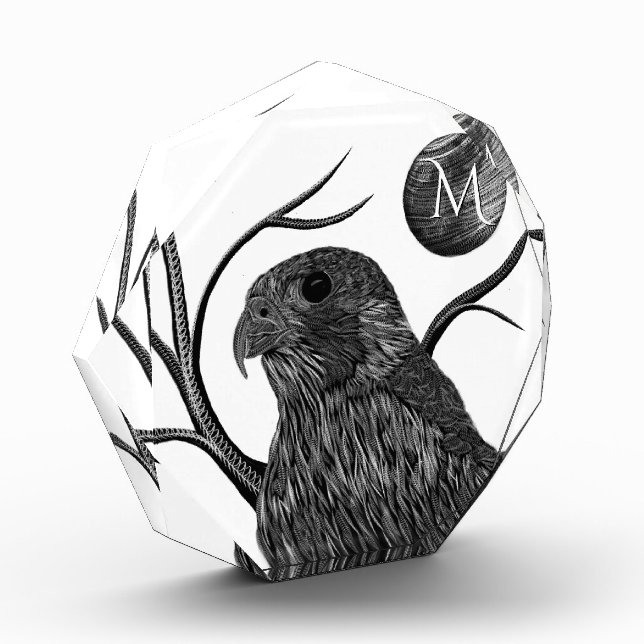 Bloque Para Fotos Monograma de la luna llena del halcón (Izquierda)