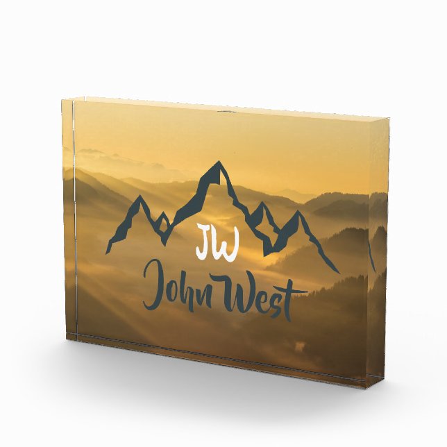 Bloque Para Fotos Monograma de montañas personalizables de amanecer  (Derecha)