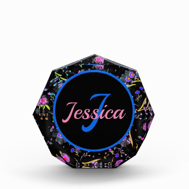 Bloque Para Fotos Monograma floral elegante (Anverso)