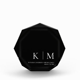 Bloque Para Fotos Monograma negro y blanco - Boda Keepsake-