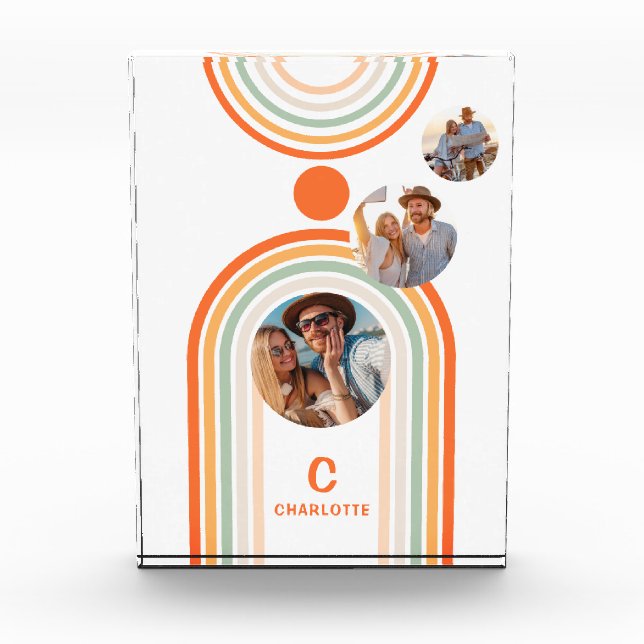 Bloque Para Fotos Monograma Nombre Boho Arch Multifoto Trendy Girly (Anverso)