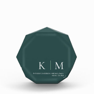Bloque Para Fotos Monograma verde esmeralda -Boda Keepsake-