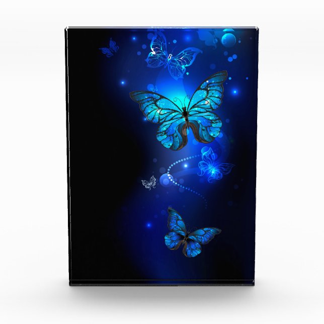 Bloque Para Fotos Morpho Butterfly in the Dark Background (Anverso)