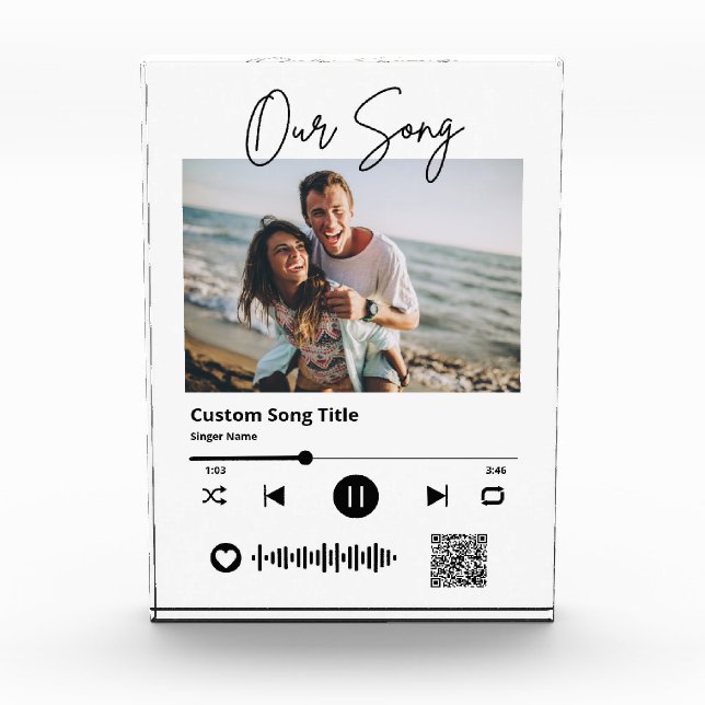 Bloque Para Fotos Música de Boda "Nuestra Canción" Código QR Escanea (Anverso)