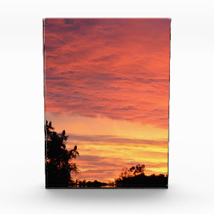 Bloque Para Fotos Naranja Brillante Atardecer Nublado,