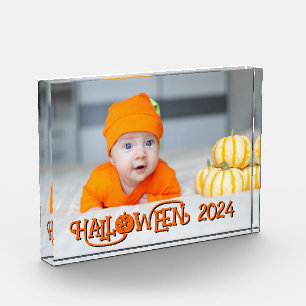 Bloque Para Fotos Naranja y Black Happy Halloween