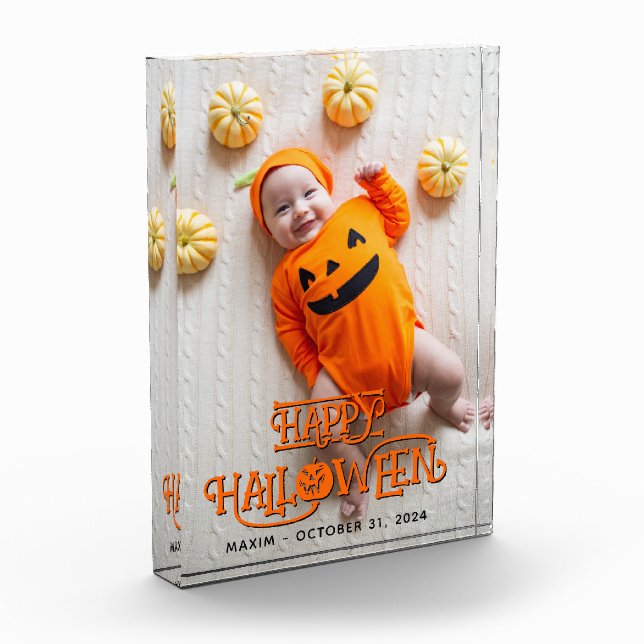 Bloque Para Fotos Naranja y Black Happy Halloween (Izquierda)