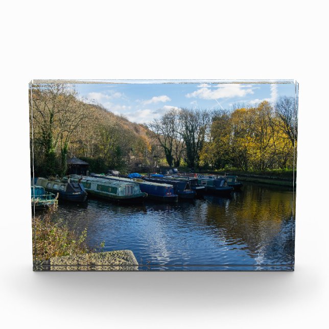 Bloque Para Fotos Narrowboats Moored at Salterhebble Basin (Anverso)