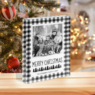 Bloque Para Fotos Navidad Cuadrada Búfalo Blanco Negro Rústico